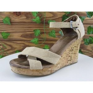 TOMS Size 8 M Women Sandal Ankle Strap‎ Beige Fabric